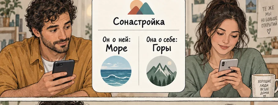 Пара по-разному представляет совместный отдых